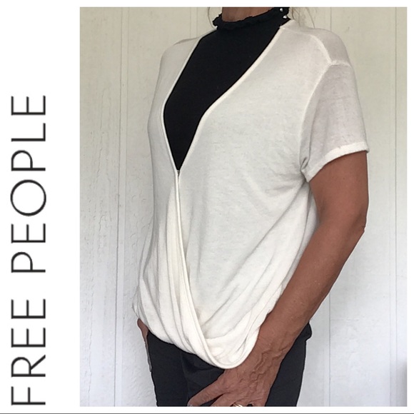 WE THE FREE BY FREE PEOPLE WHITE SURPLICE WRAP WHITE TOP MEDIUM NWOT - Picture 3 of 11